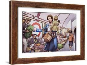 The Underground During the Blitz-Pat Nicolle-Framed Giclee Print
