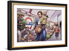 The Underground During the Blitz-Pat Nicolle-Framed Giclee Print