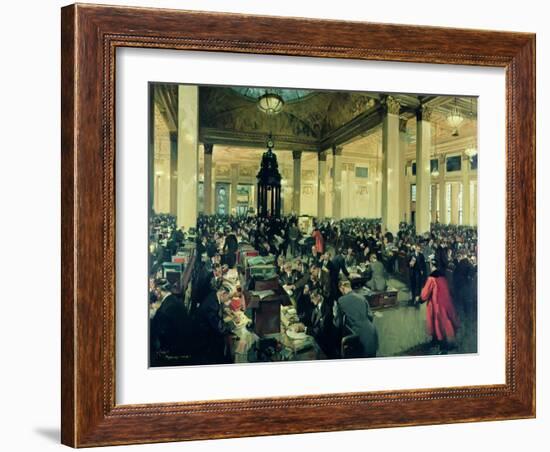 The Underwriting Room at Lloyds (Oil on Canvas)-Terence Cuneo-Framed Giclee Print