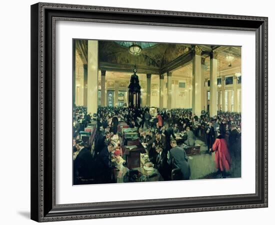 The Underwriting Room at Lloyds (Oil on Canvas)-Terence Cuneo-Framed Giclee Print