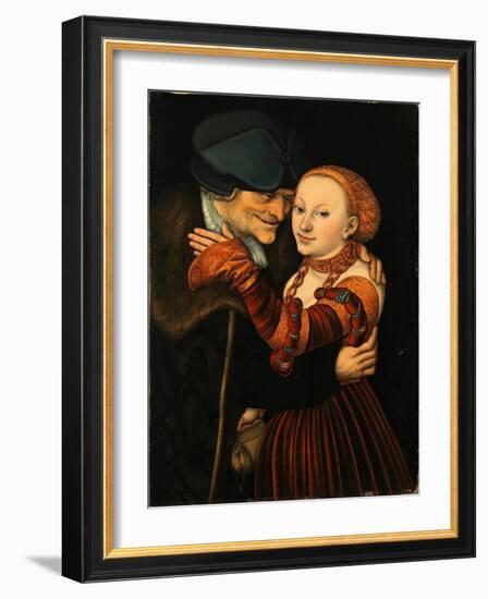 The Unequal Couple, 1528 (Oil on Wood)-Lucas the Elder Cranach-Framed Giclee Print