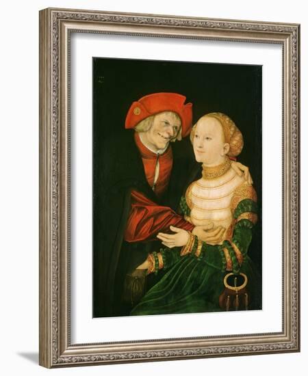 The Unequal Couple - Peinture De Lucas Cranach the Elder (1472-1553) - 1522 - Oil on Wood - 84,5X63-Lucas the Elder Cranach-Framed Giclee Print