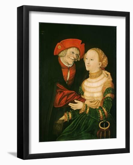 The Unequal Couple - Peinture De Lucas Cranach the Elder (1472-1553) - 1522 - Oil on Wood - 84,5X63-Lucas the Elder Cranach-Framed Giclee Print