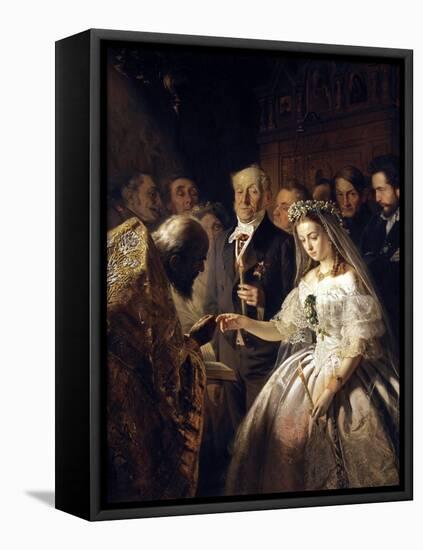 The Unequal Marriage (Old Man Marrying a Younger Woman)-Vasiliy Pukirev-Framed Premier Image Canvas