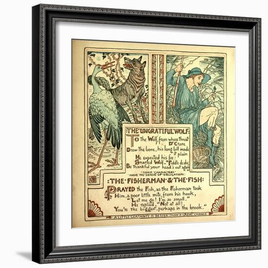 The Ungrateful Wolf the Fisherman and the Fish-null-Framed Giclee Print