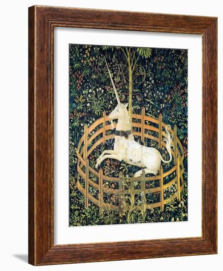 The Unicorn In Captivity (Detail)-null-Framed Art Print