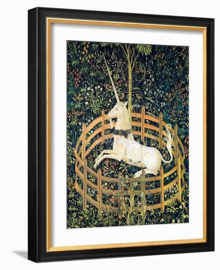 The Unicorn In Captivity (Detail)-null-Framed Art Print