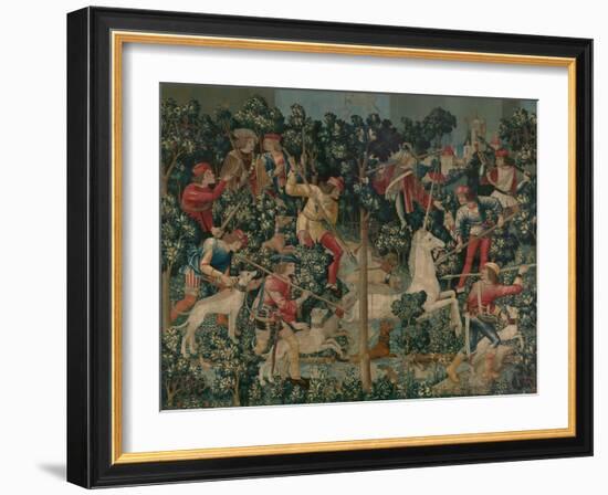 The Unicorn is Attacked, c.1500-Netherlandish School-Framed Giclee Print