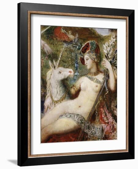 The Unicorns, 1887-88, Detail-Gustave Moreau-Framed Giclee Print