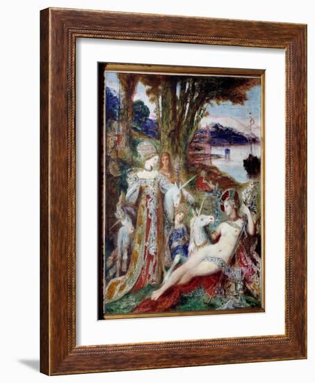 The Unicorns Painting by Gustave Moreau (1826-1898) 1885, Oil on Canvas, 1.15 X 0.9 M. Paris, Musee-Gustave Moreau-Framed Giclee Print