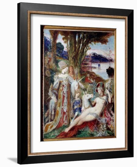 The Unicorns Painting by Gustave Moreau (1826-1898) 1885, Oil on Canvas, 1.15 X 0.9 M. Paris, Musee-Gustave Moreau-Framed Giclee Print