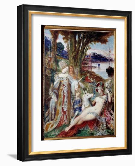 The Unicorns Painting by Gustave Moreau (1826-1898) 1885, Oil on Canvas, 1.15 X 0.9 M. Paris, Musee-Gustave Moreau-Framed Giclee Print