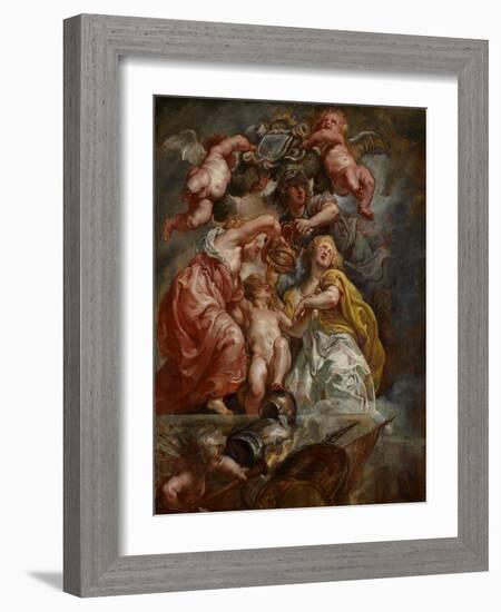 The Union of England and Scotland (Charles I as the Prince of Wales), C.1633-34 (Oil on Oak Panel)-Peter Paul Rubens-Framed Giclee Print