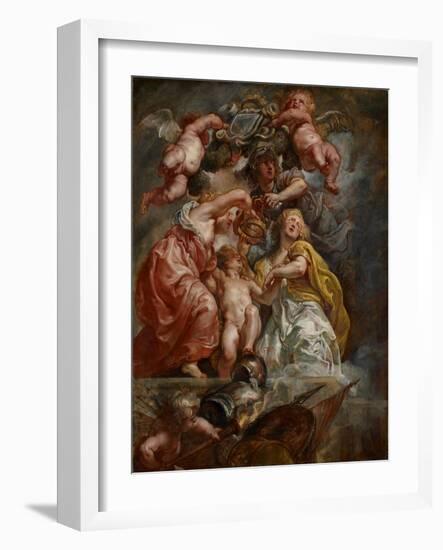 The Union of England and Scotland (Charles I as the Prince of Wales), C.1633-34 (Oil on Oak Panel)-Peter Paul Rubens-Framed Giclee Print