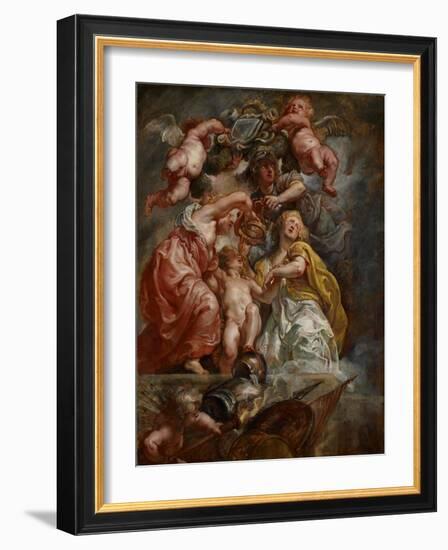 The Union of England and Scotland (Charles I as the Prince of Wales), C.1633-34 (Oil on Oak Panel)-Peter Paul Rubens-Framed Giclee Print