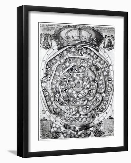 The Union of the Roses of the Families of Lancaster and York, 1589-Jodocus Hondius-Framed Giclee Print