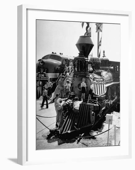 The Union Pacific No. 18 built in 1874 displayed at the Chicago Railroad Fair-George Skadding-Framed Photographic Print