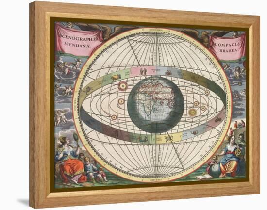 The Universe of Brahe, Harmonia Macrocosmica, 1660-Science Source-Framed Premier Image Canvas