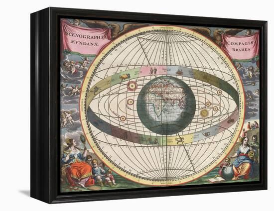 The Universe of Brahe, Harmonia Macrocosmica, 1660-Science Source-Framed Premier Image Canvas