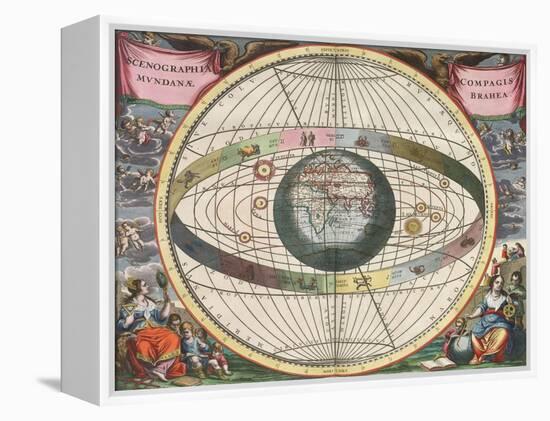 The Universe of Brahe, Harmonia Macrocosmica, 1660-Science Source-Framed Premier Image Canvas