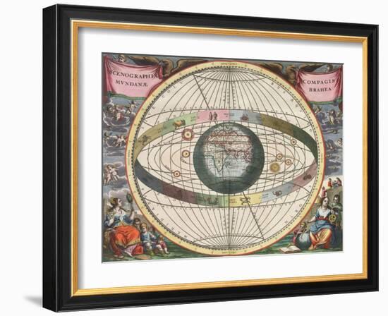 The Universe of Brahe, Harmonia Macrocosmica, 1660-Science Source-Framed Giclee Print