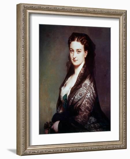 The Unknown Has the Mantilla Painting by Franz Xavier Winterhalter (1806-1873). 1869. Dim. 0.80 X 0-Franz Xaver Winterhalter-Framed Giclee Print