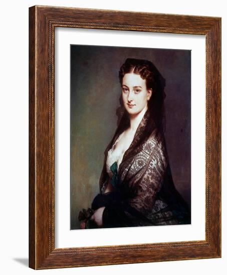 The Unknown Has the Mantilla Painting by Franz Xavier Winterhalter (1806-1873). 1869. Dim. 0.80 X 0-Franz Xaver Winterhalter-Framed Giclee Print