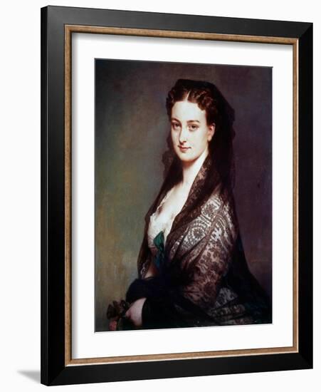 The Unknown Has the Mantilla Painting by Franz Xavier Winterhalter (1806-1873). 1869. Dim. 0.80 X 0-Franz Xaver Winterhalter-Framed Giclee Print