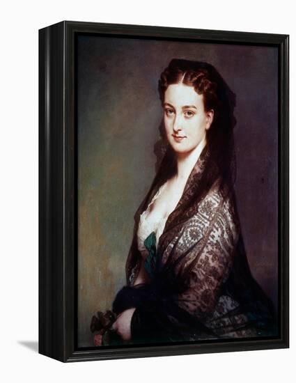 The Unknown Has the Mantilla Painting by Franz Xavier Winterhalter (1806-1873). 1869. Dim. 0.80 X 0-Franz Xaver Winterhalter-Framed Premier Image Canvas