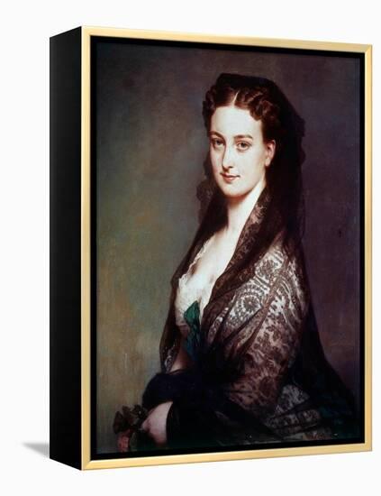 The Unknown Has the Mantilla Painting by Franz Xavier Winterhalter (1806-1873). 1869. Dim. 0.80 X 0-Franz Xaver Winterhalter-Framed Premier Image Canvas