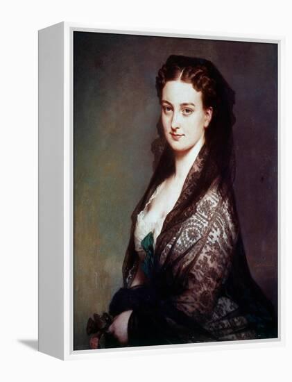 The Unknown Has the Mantilla Painting by Franz Xavier Winterhalter (1806-1873). 1869. Dim. 0.80 X 0-Franz Xaver Winterhalter-Framed Premier Image Canvas