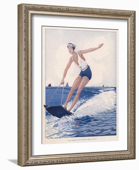 The Unusual Sport of Aquaplaning, a Variation on Water Skiing-Henry Fournier-Framed Photographic Print