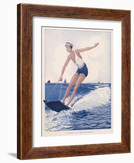 The Unusual Sport of Aquaplaning, a Variation on Water Skiing-Henry Fournier-Framed Photographic Print