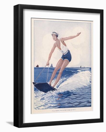 The Unusual Sport of Aquaplaning, a Variation on Water Skiing-Henry Fournier-Framed Photographic Print