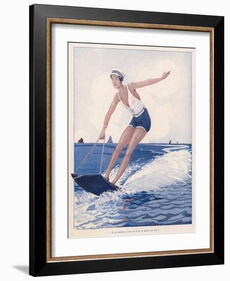 The Unusual Sport of Aquaplaning, a Variation on Water Skiing-Henry Fournier-Framed Photographic Print