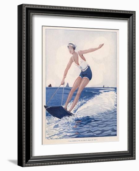 The Unusual Sport of Aquaplaning, a Variation on Water Skiing-Henry Fournier-Framed Photographic Print