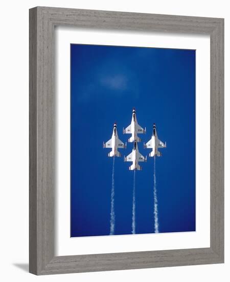 The Us Air Force Thunderbirds Climbing in a Tight Formation-John Alves-Framed Photographic Print