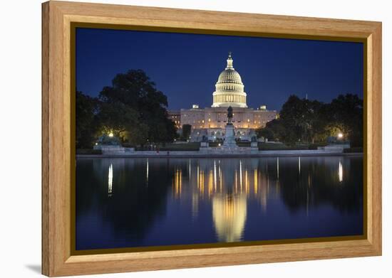 The US Capitol and Reflecting Pool.-Jon Hicks-Framed Premier Image Canvas