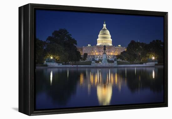 The US Capitol and Reflecting Pool.-Jon Hicks-Framed Premier Image Canvas