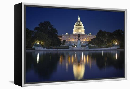 The US Capitol and Reflecting Pool.-Jon Hicks-Framed Premier Image Canvas