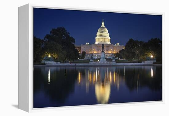 The US Capitol and Reflecting Pool.-Jon Hicks-Framed Premier Image Canvas