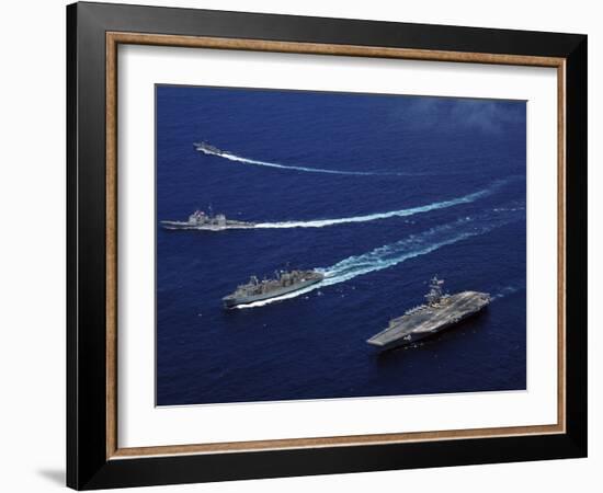 The USS Bunker Hill, the USNS Rainier, And the BAP Carvajal Break Away-Stocktrek Images-Framed Photographic Print