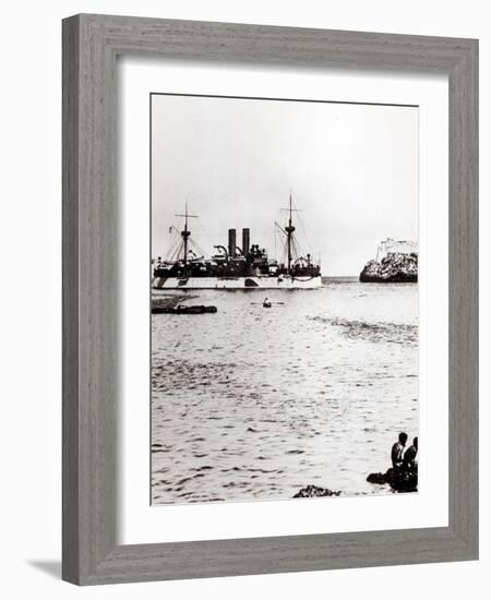 The Uss Maine Entering the Port of Havana, Cuba, 1898 (B/W Photo) (See 206526, 206527)-American Photographer-Framed Giclee Print