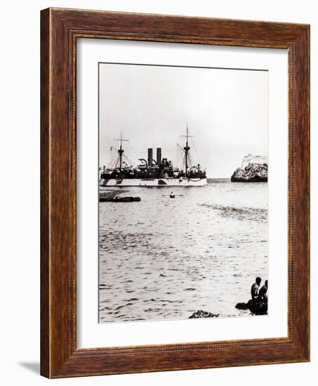 The Uss Maine Entering the Port of Havana, Cuba, 1898 (B/W Photo) (See 206526, 206527)-American Photographer-Framed Giclee Print