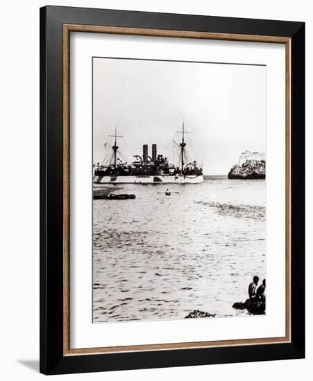 The Uss Maine Entering the Port of Havana, Cuba, 1898 (B/W Photo) (See 206526, 206527)-American Photographer-Framed Giclee Print