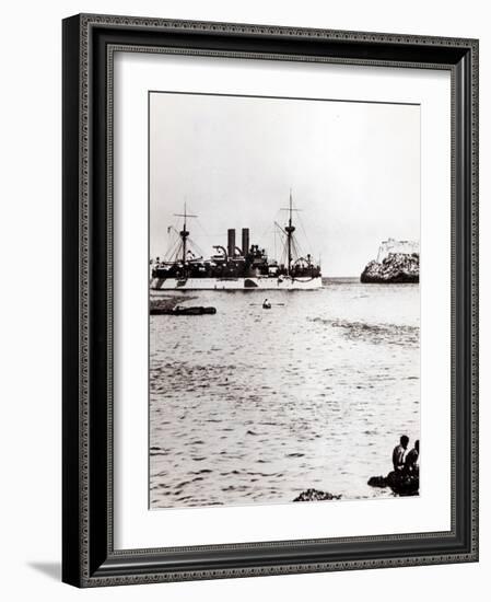 The Uss Maine Entering the Port of Havana, Cuba, 1898 (B/W Photo) (See 206526, 206527)-American Photographer-Framed Giclee Print