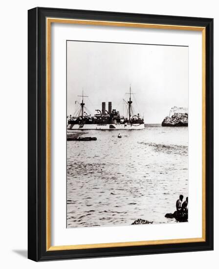 The Uss Maine Entering the Port of Havana, Cuba, 1898 (B/W Photo) (See 206526, 206527)-American Photographer-Framed Giclee Print