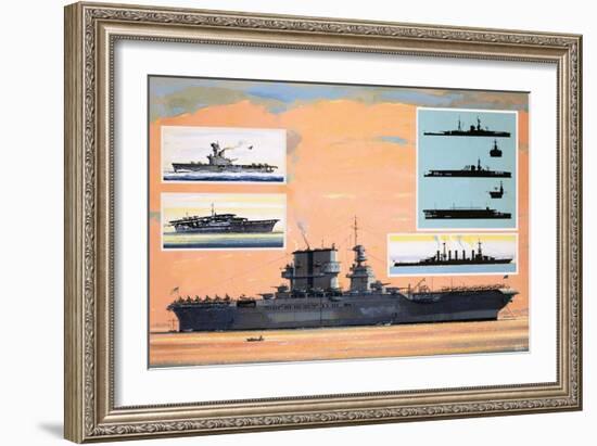 The Uss Saratoga, Converted from a Battle Cruiser to Become an Aircraft Carrier-John S. Smith-Framed Giclee Print