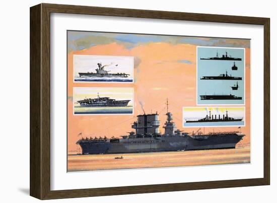 The Uss Saratoga, Converted from a Battle Cruiser to Become an Aircraft Carrier-John S. Smith-Framed Giclee Print