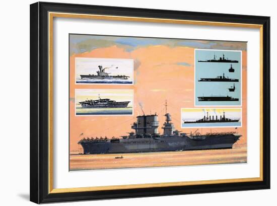 The Uss Saratoga, Converted from a Battle Cruiser to Become an Aircraft Carrier-John S. Smith-Framed Giclee Print